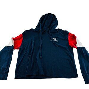 Hollister Boyfriend Tee Hoodie Small Navy Red White Cotton‎